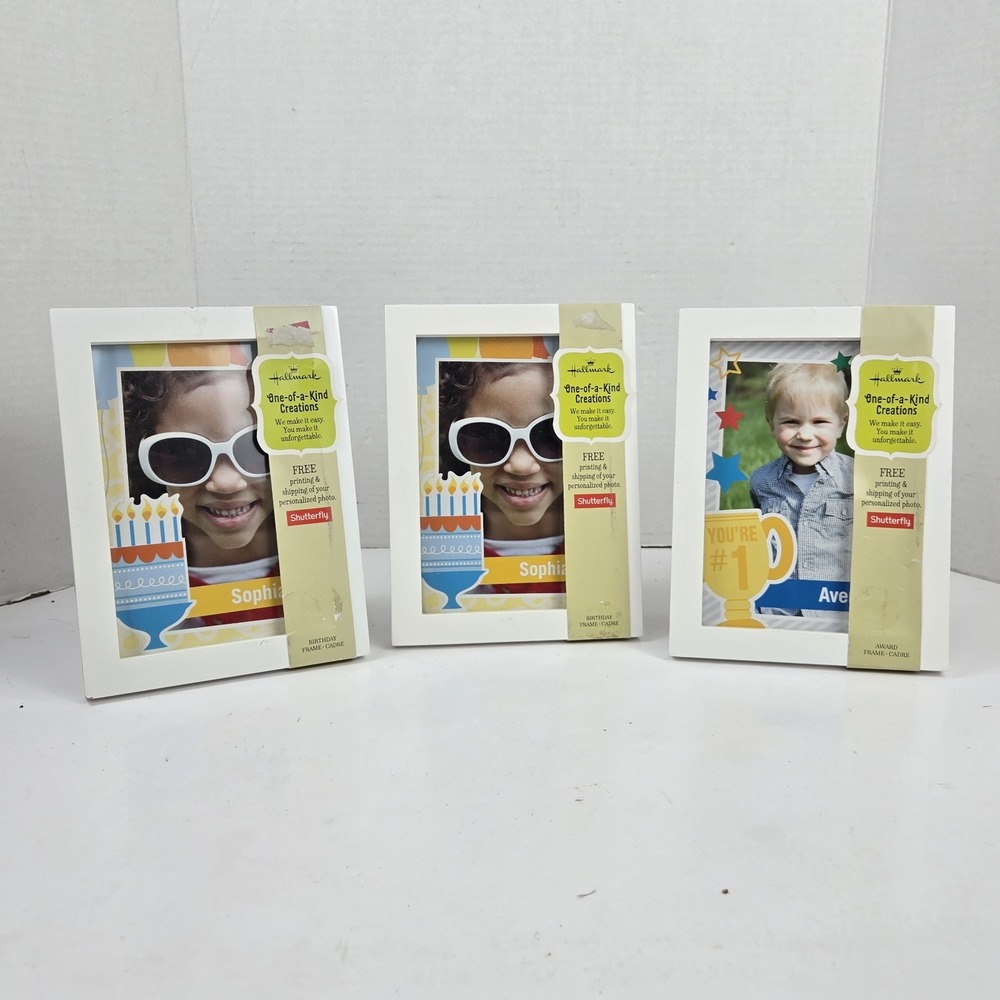 Hallmark 2014 White Wood Free Standing Photo Frames 5x7" NEW